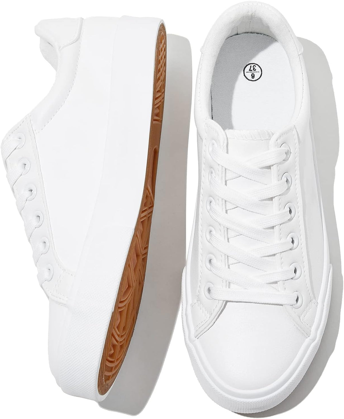 Women’s White PU Tennis Sneakers – Water-Resistant & Comfy