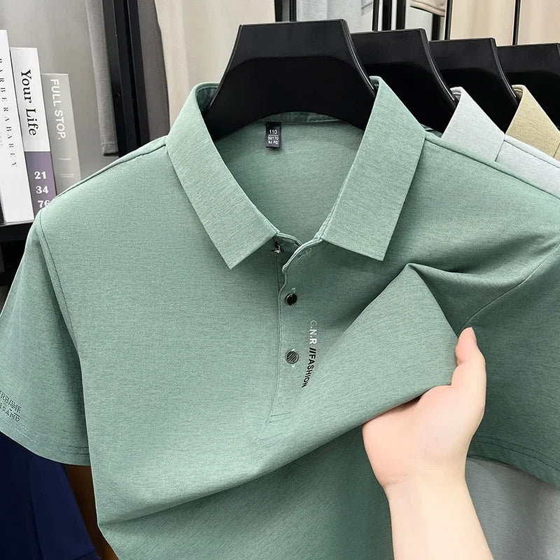 Men’s Knit Polo Shirt – Casual Anti-Wrinkle Top