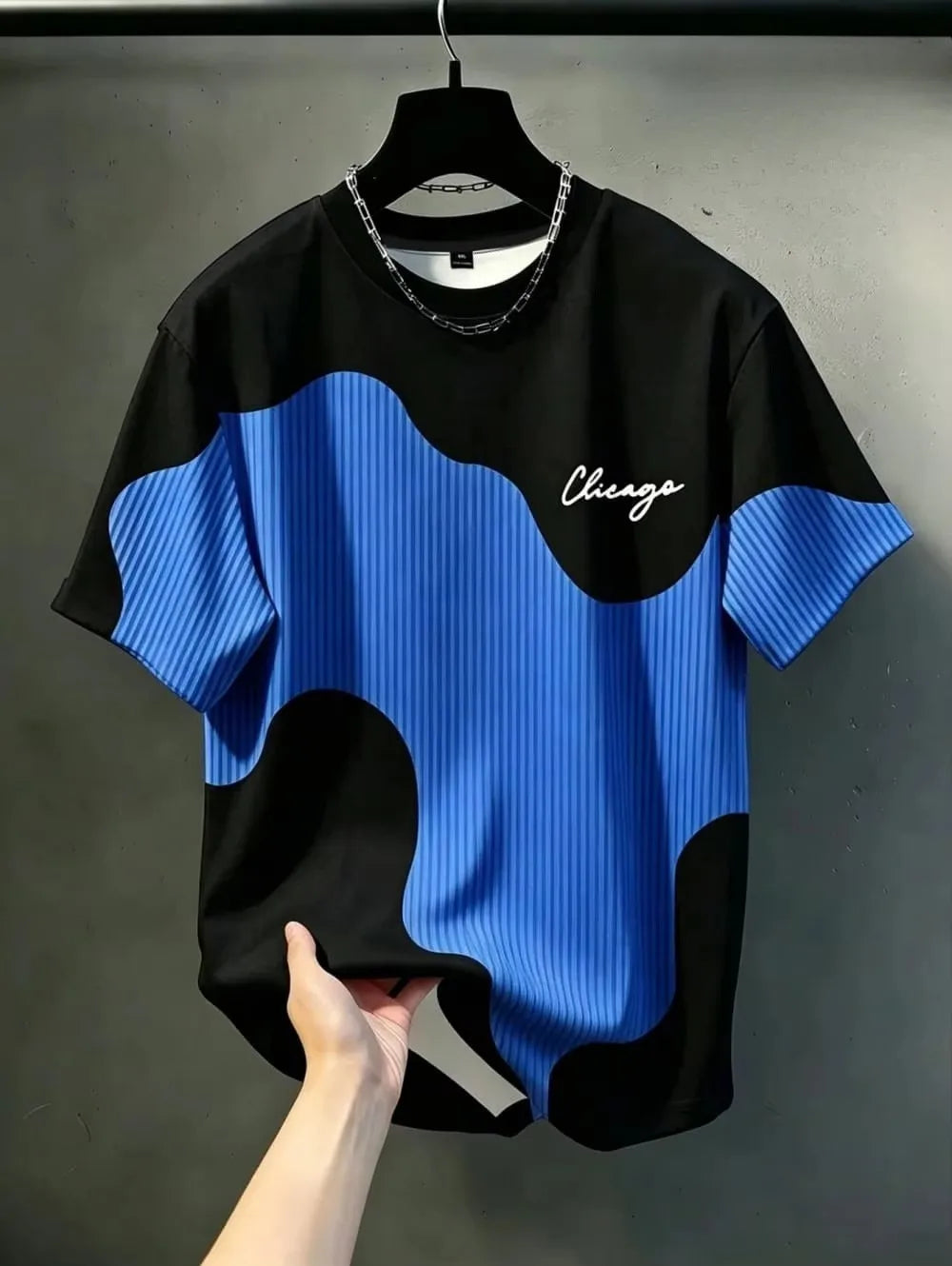 Men's Vertical Stripe 3D Print T-Shirt Casual Loose Fit