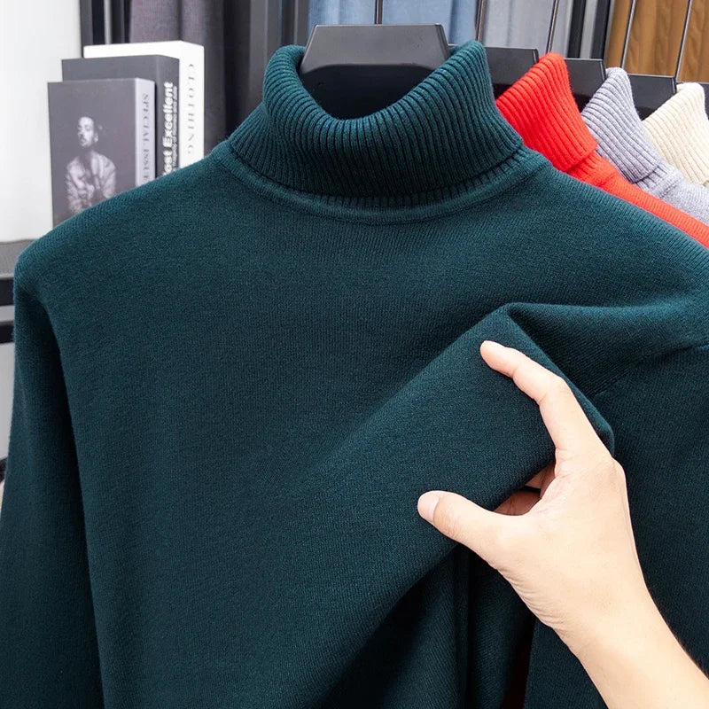 Men’s Knitted Turtleneck Sweater Slim Fit Pullover