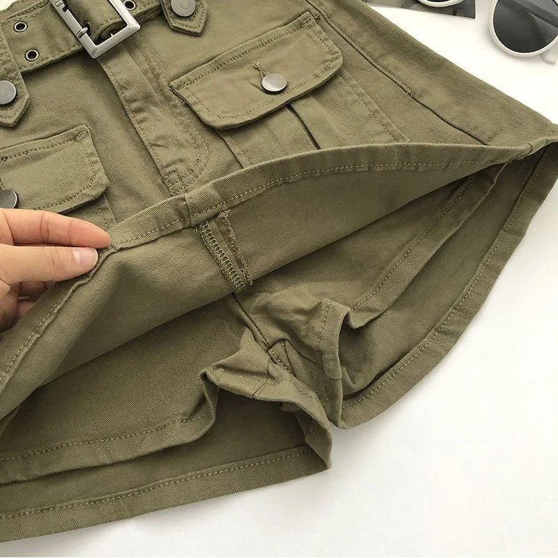 High-Waist Denim Skort for Women With Inner Shorts