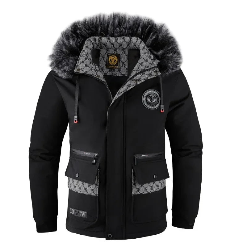 Men’s Hooded Winter Parka Jacket With Fur Collar