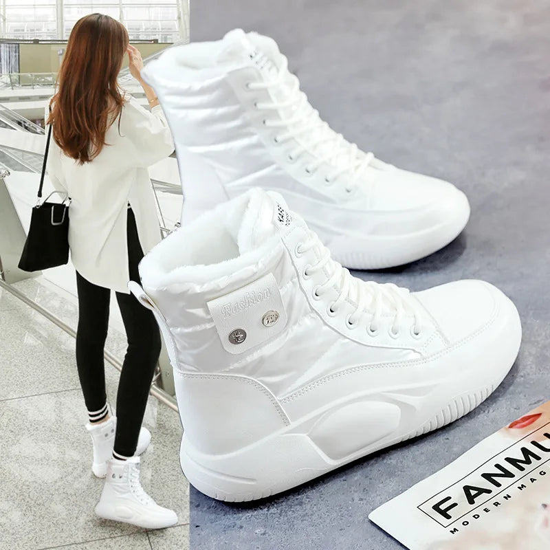 Women’s Plush Lined Ankle Snow Boots Soft Sole Casual