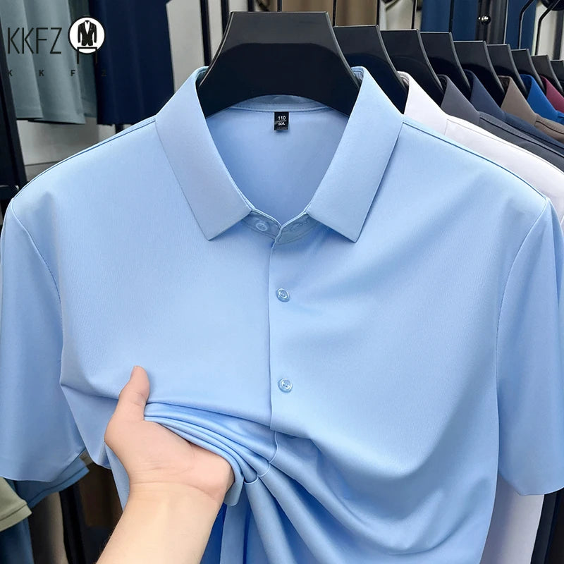 Men's Ice Silk Short Sleeve Shirt – Lightweight Casual