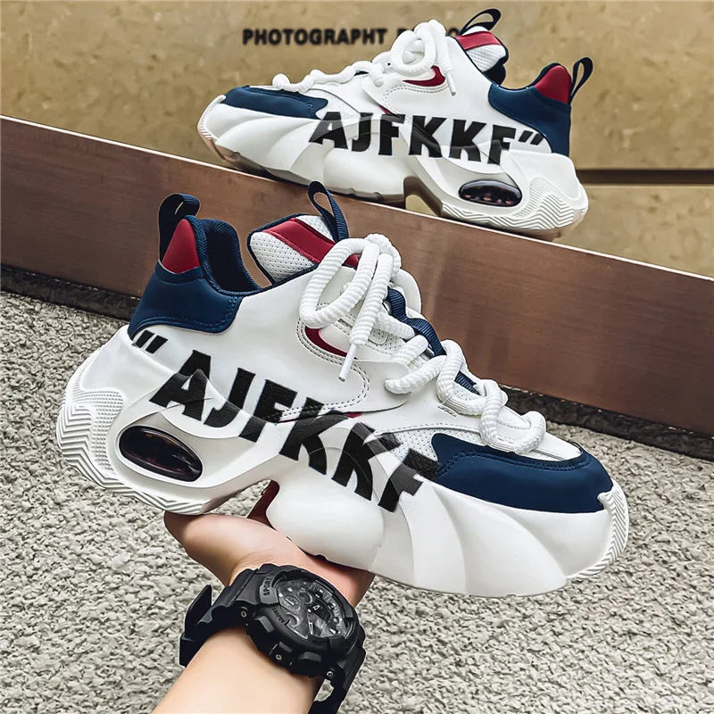 Men’s Graffiti Platform Sneakers Casual Vulcanized Shoes
