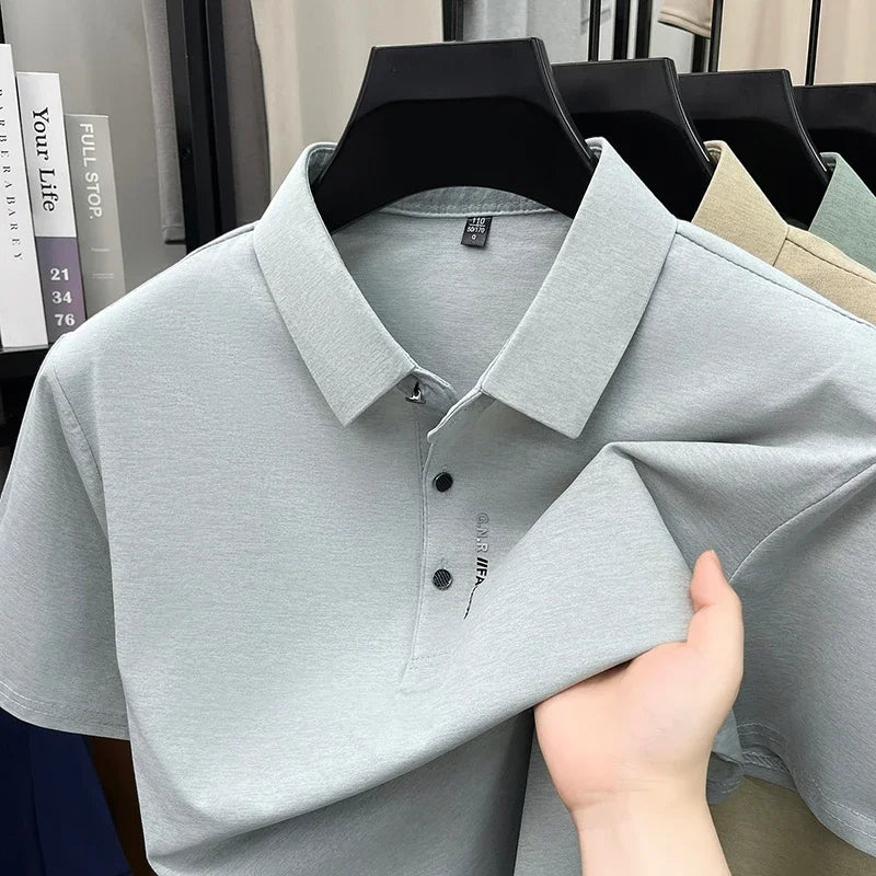 Men’s Knit Polo Shirt – Casual Anti-Wrinkle Top