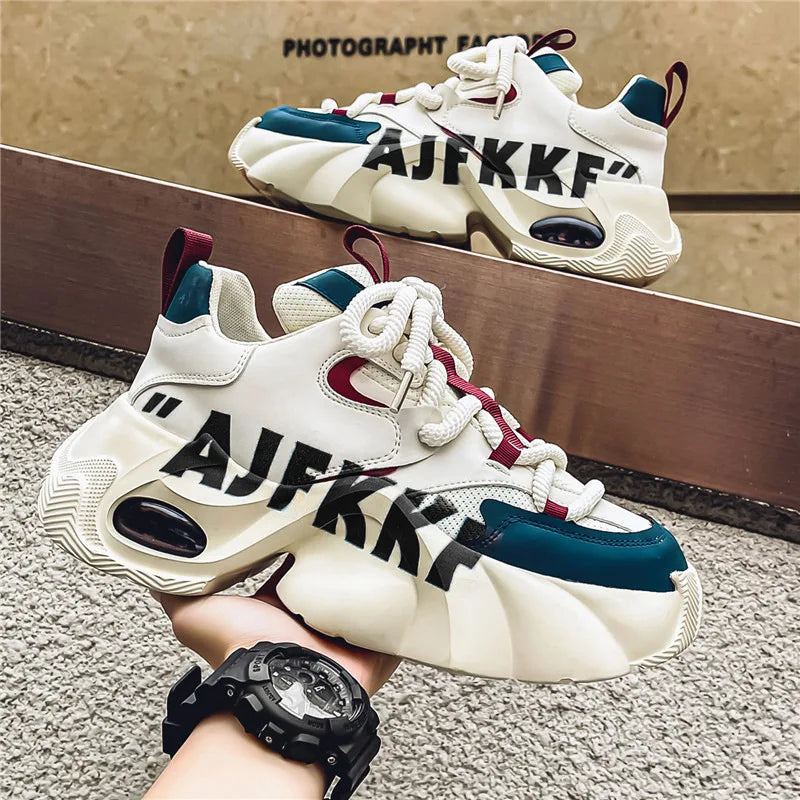 Men’s Graffiti Platform Sneakers Casual Vulcanized Shoes