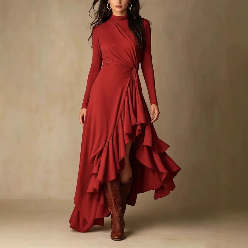 Women’s Elegant A-Line Maxi Dress With Mesh Detail