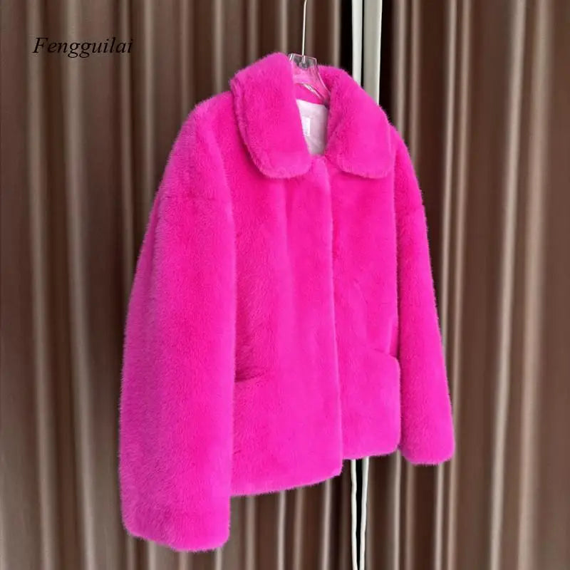 Women’s Faux Fur Coat – Long Loose Casual Winter Jacket