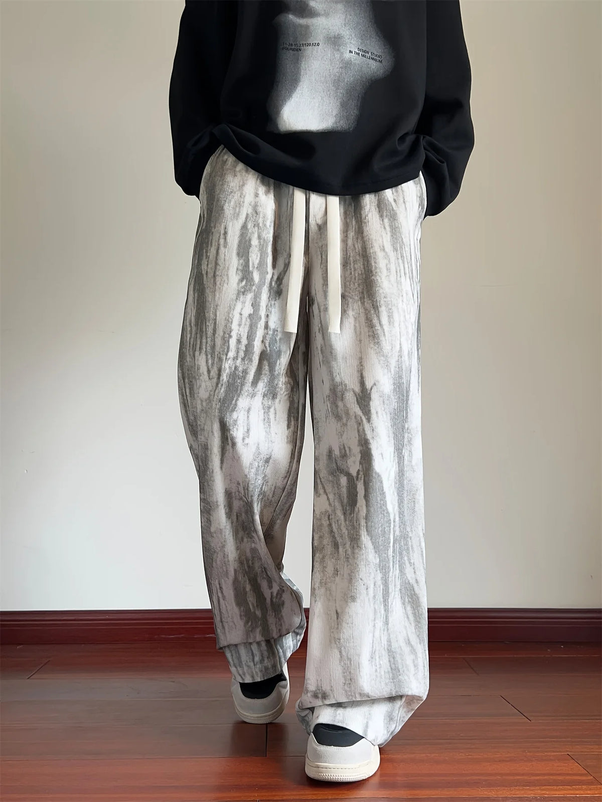 Kids Streetwear Wide Leg Pants With Blur Print