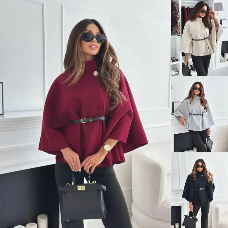 Women's Woolen Belted Jacket – Elegant Office Style
