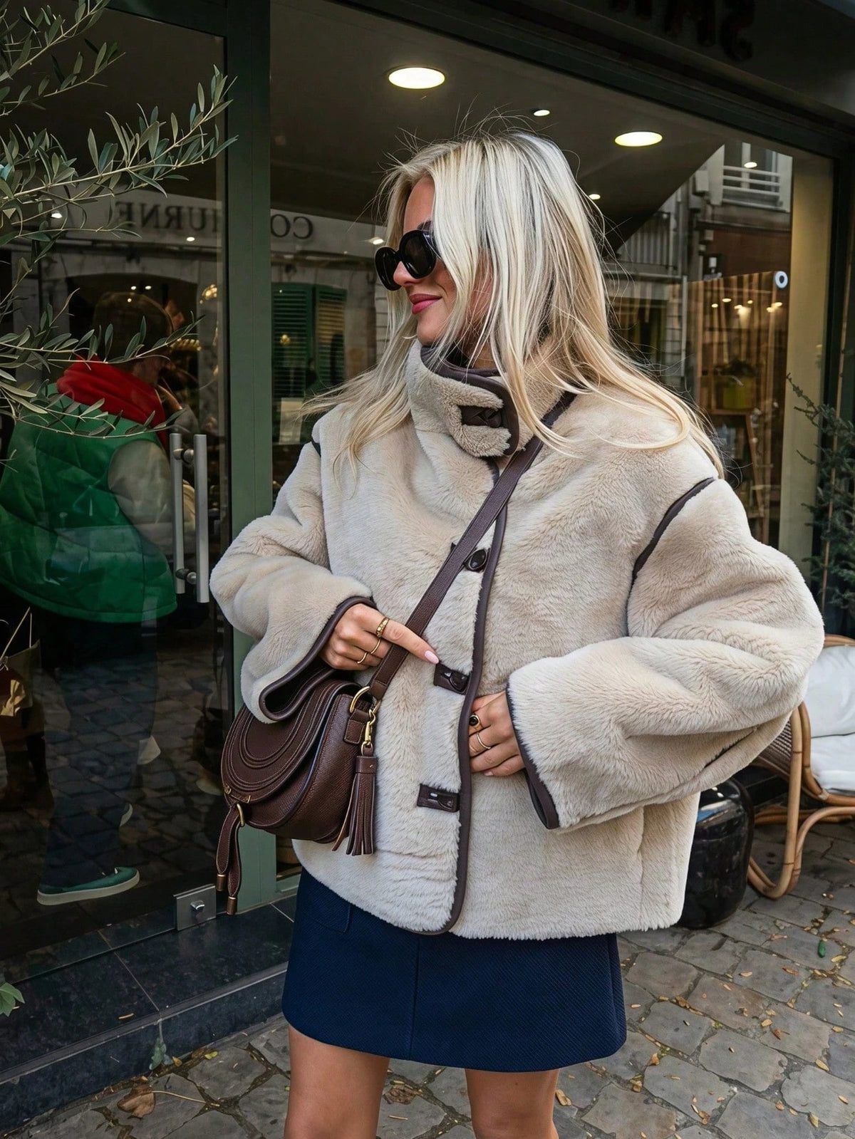 Women’s Fleece Teddy Jacket – Thick Stand Collar Coat
