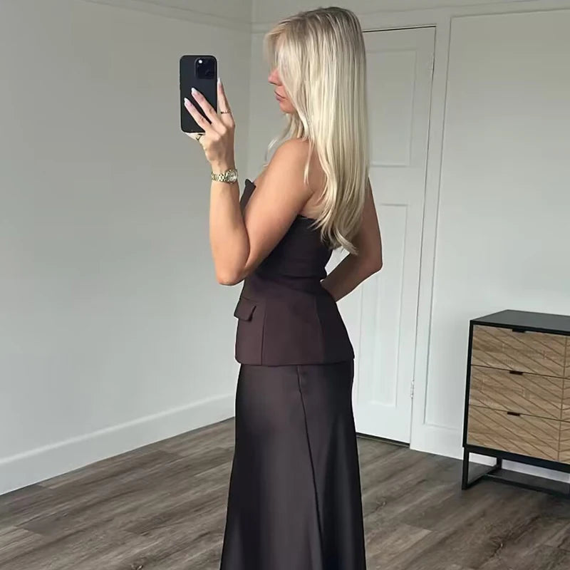 Women’s Strapless Tube Crop Top Backless Short Bustier