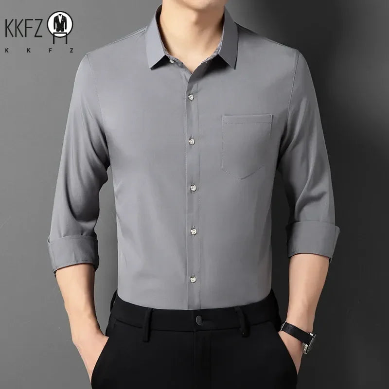 Men's Wrinkle-Resistant Long Sleeve Smart Casual Shirt