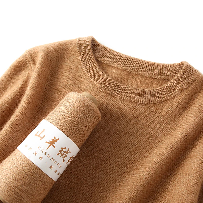 Women’s Cashmere Knit Sweater Crew Neck Long Sleeve