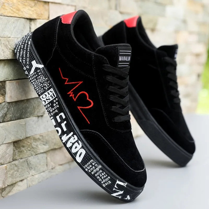 Men’s Casual Skate Sneakers – Breathable Fabric, Wide Fit