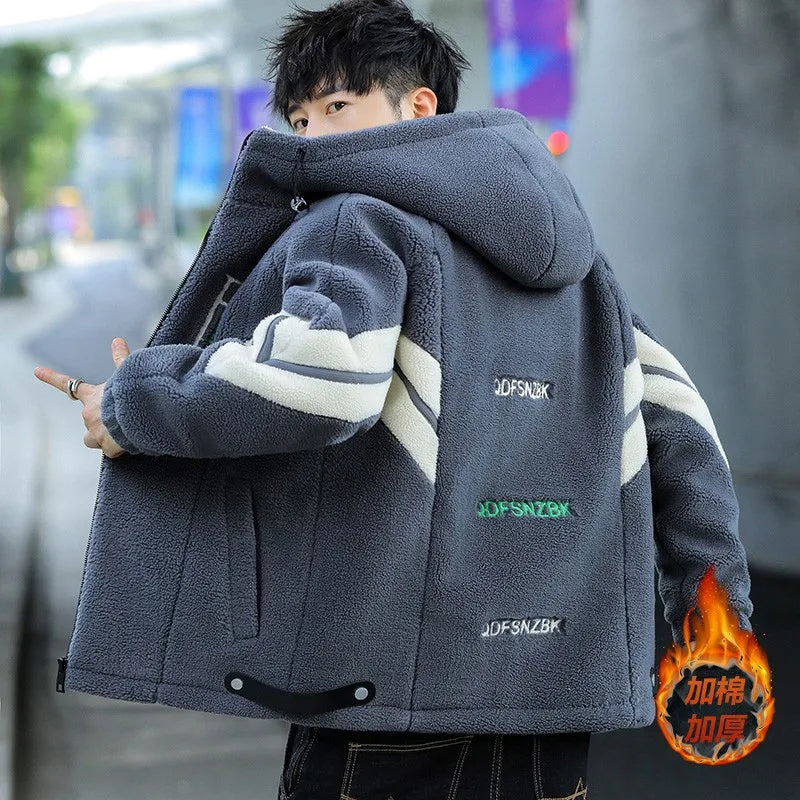 Men’s Fleece-Lined Winter Jacket With Hood And Zipper