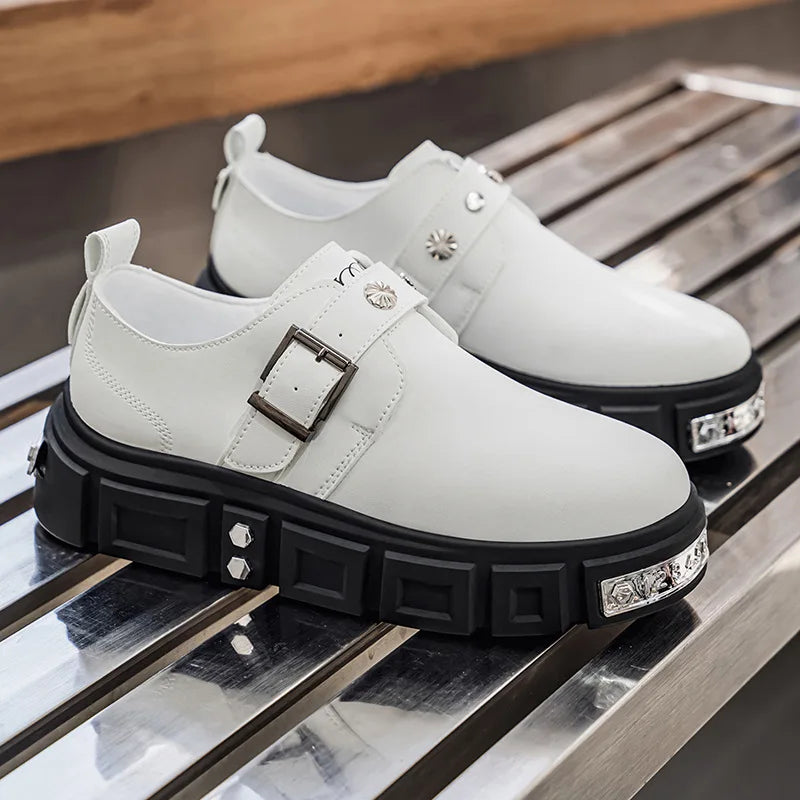 Men’s Casual Leather Sneakers – Breathable Height-Boost Design