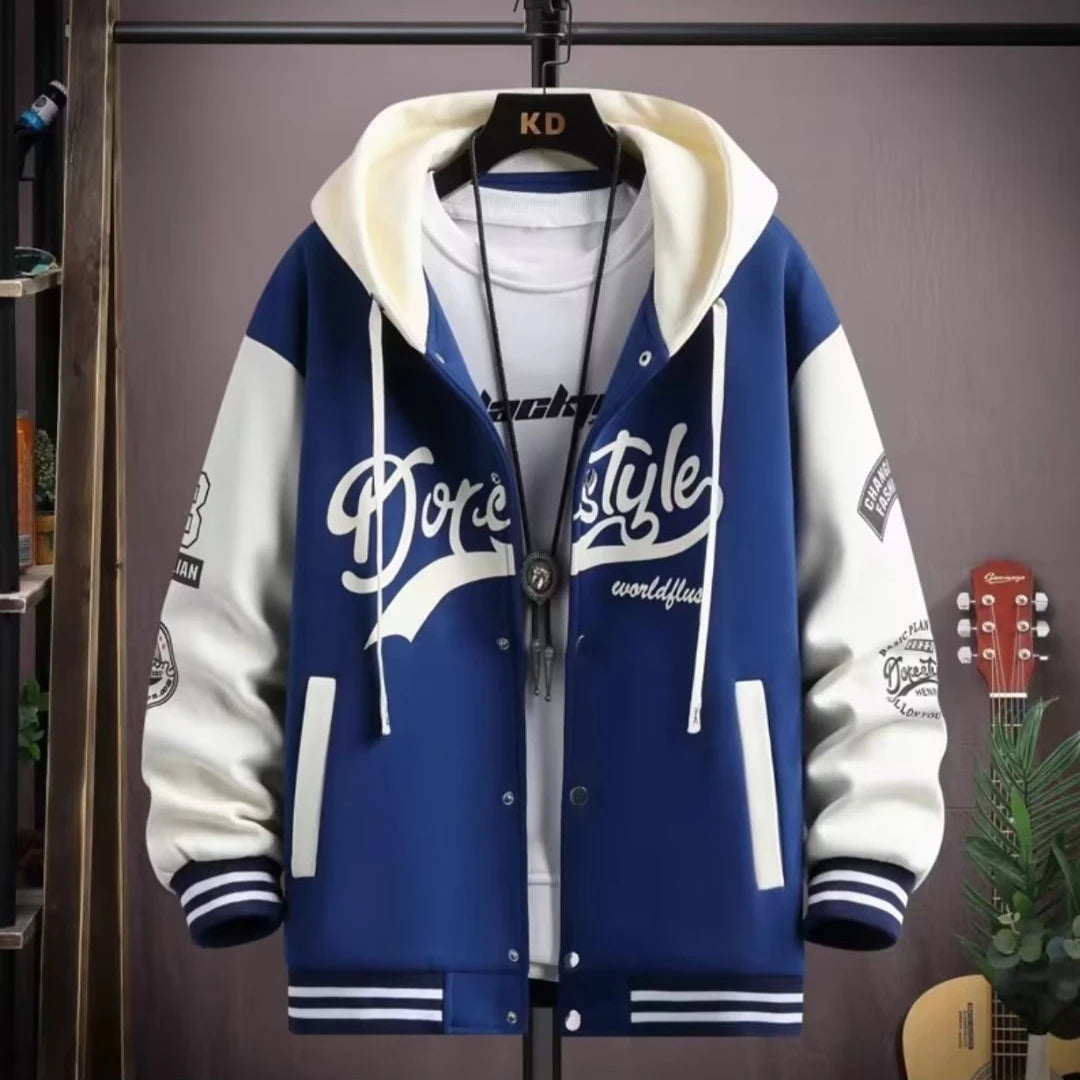Men's Hooded Baseball Jacket Casual Streetwear