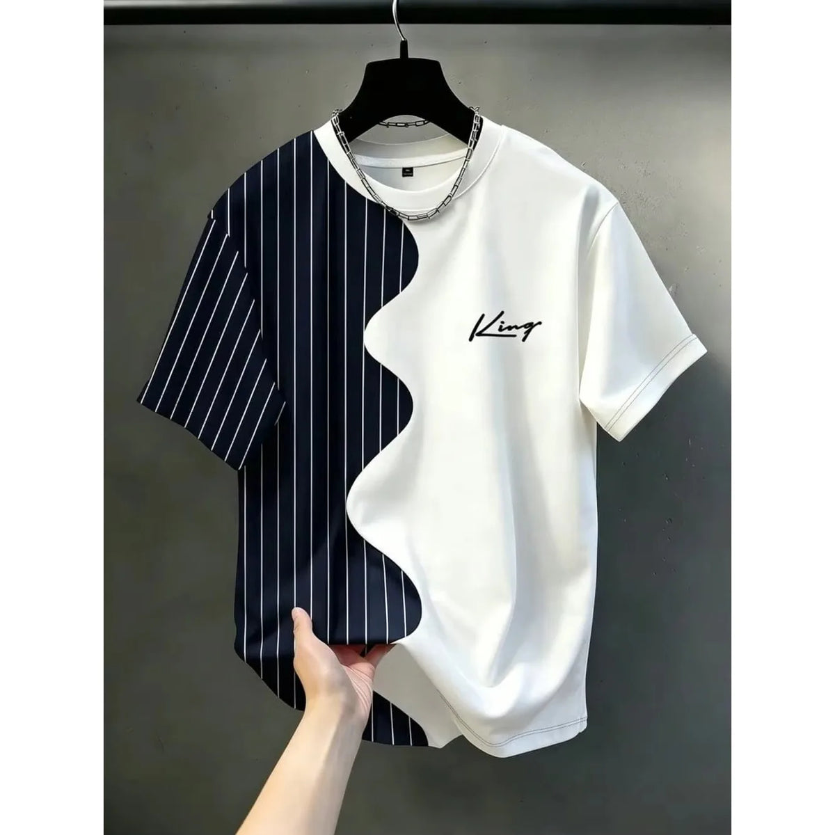 Men's Vertical Stripe 3D Print T-Shirt Casual Loose Fit