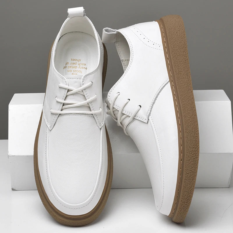 Men's Genuine Leather Casual Shoes With Soft Rubber Sole