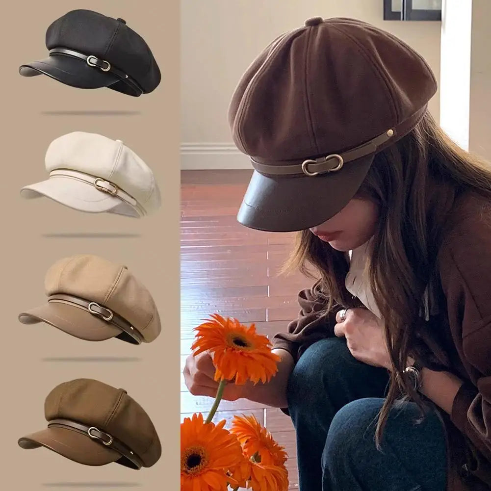Women’s Retro Octagonal Beret Cap for Spring and Autumn
