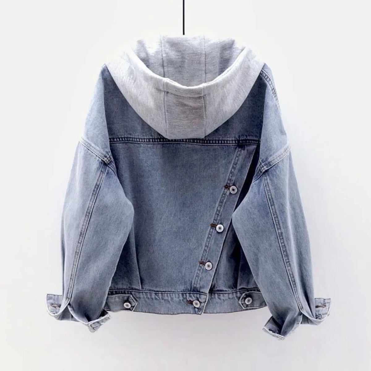 Women’s Hooded Denim Jacket With Large Pockets
