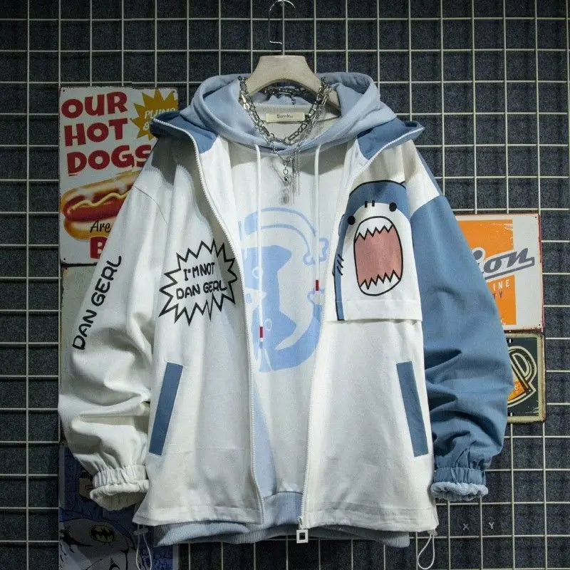 Women’s Shark Print Zip Hoodie Jacket Harajuku Style