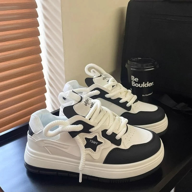 Women’s Platform Sneakers Casual Star Lace-Up Trainers