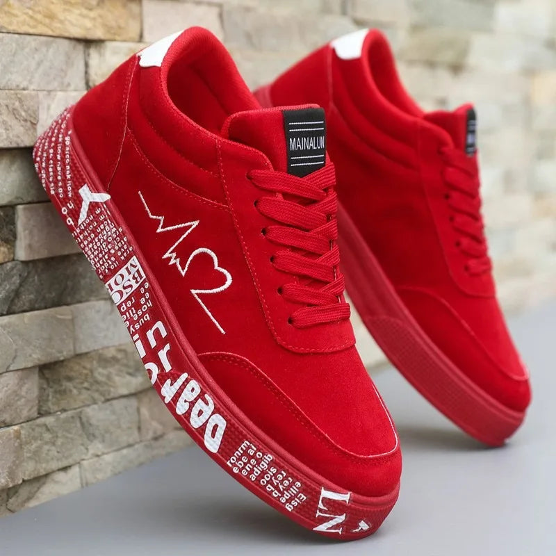 Men’s Casual Skate Sneakers – Breathable Fabric, Wide Fit