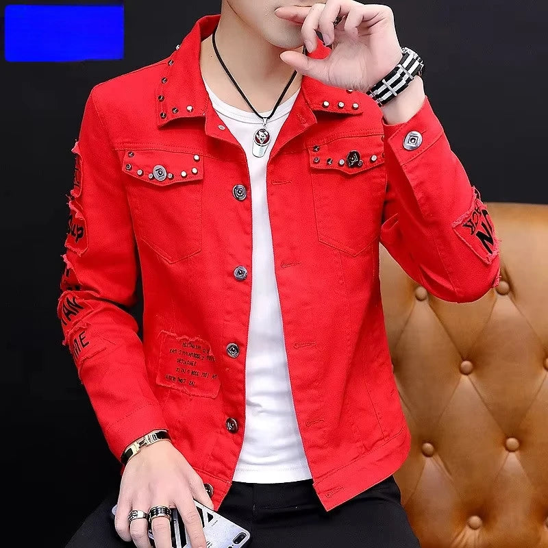Men’s Slim Denim Jacket Casual Streetwear Coat
