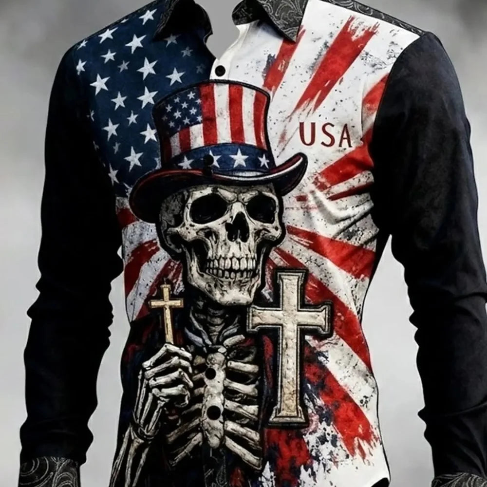 Men’s 250th Anniversary USA Long Sleeve Flag Shirt