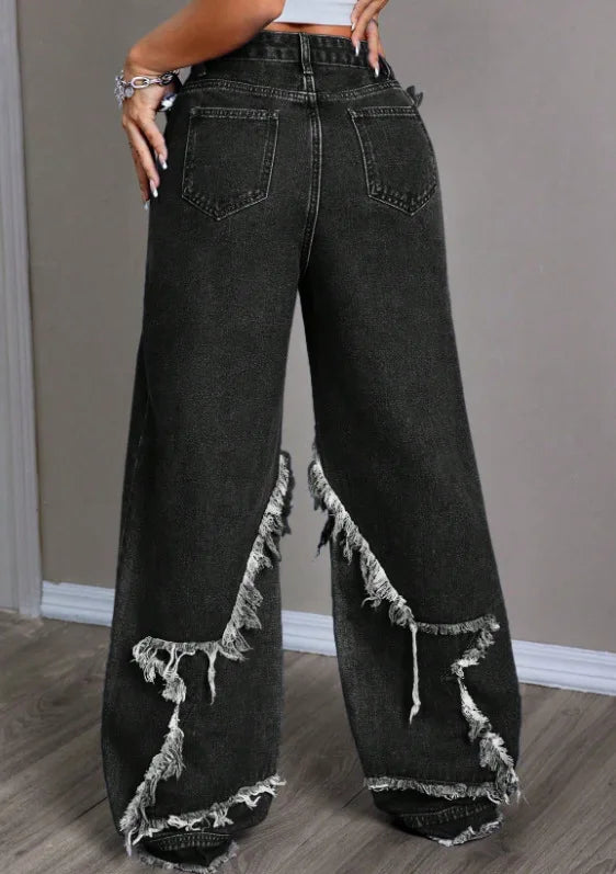 Women’s Straight Leg Patchwork Star Denim Jeans