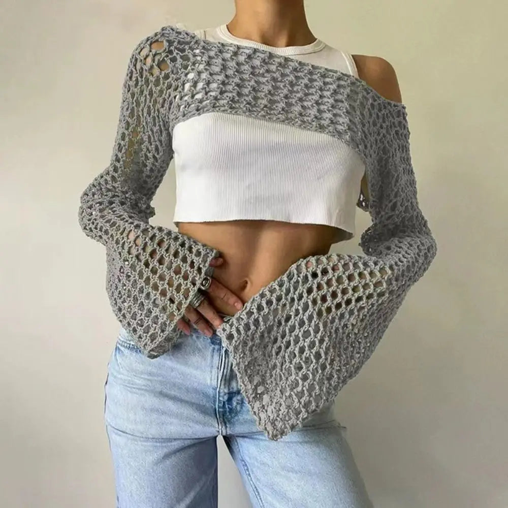 Women’s Crochet Sleeve Shrug Sweater Crop Top