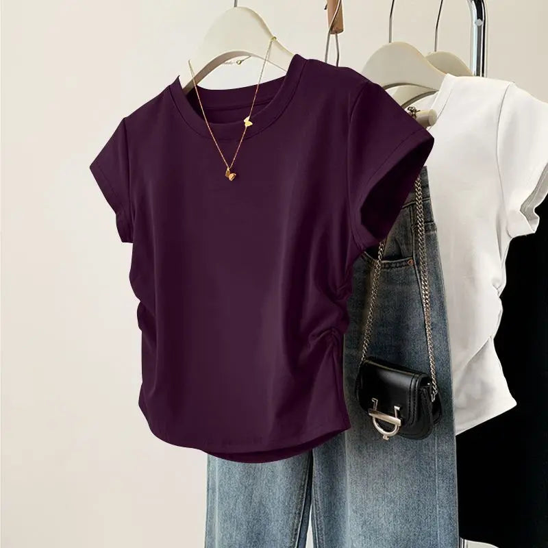 Women’s Slim Fit Summer Solid Crew Neck T-Shirt