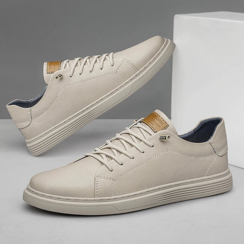 Men’s Genuine Leather Oxford Sneakers – Casual Lace-Up