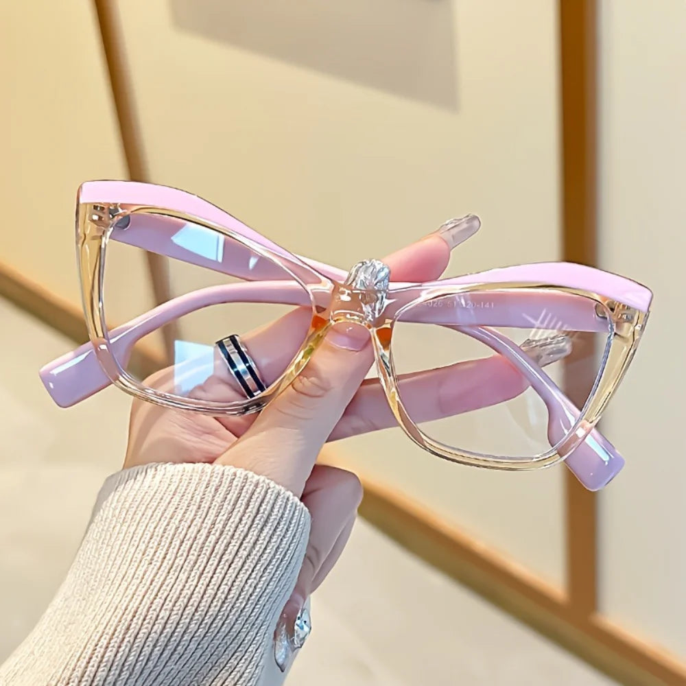 Oversized Cat Eye Blue Light Glasses With Clear Lens