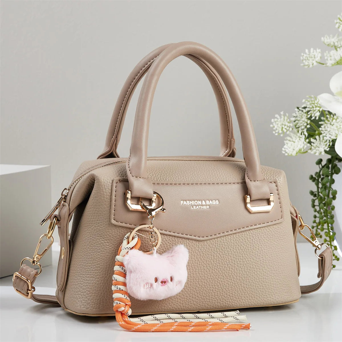 Women’s PU Leather Square Shoulder Bag With Flap Pocket