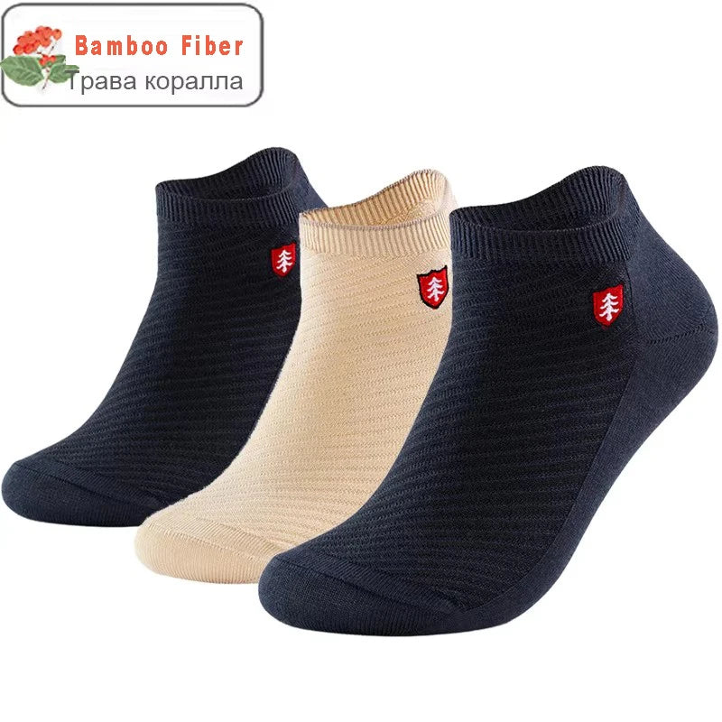 Bamboo Fiber Low Cut Socks – Breathable Embroidered Style