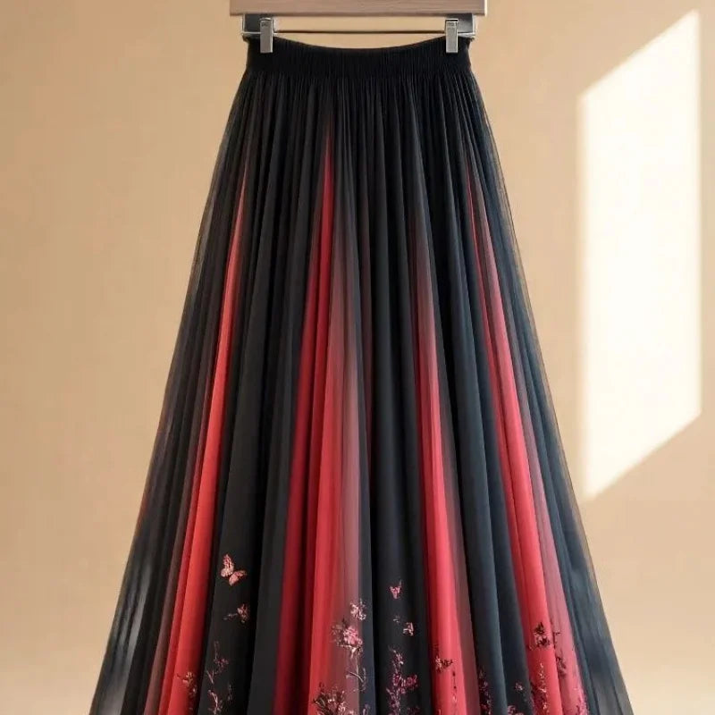 Floral Chiffon A-Line Midi Skirt – Casual Holiday Style