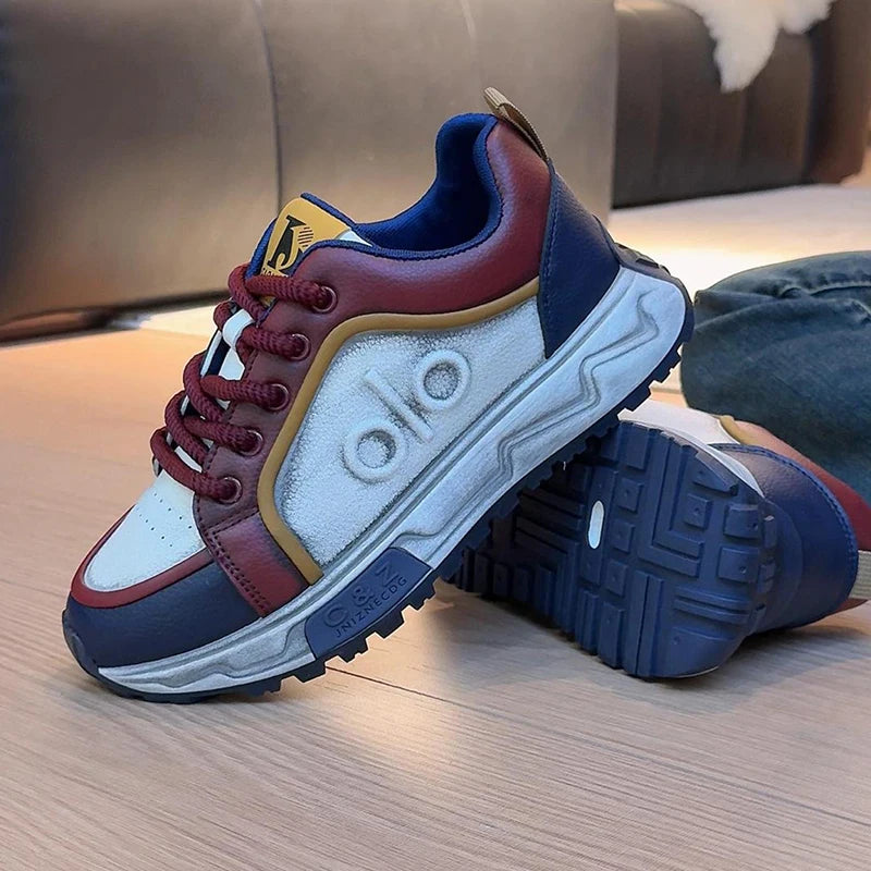 Men's Retro Casual Sneakers With Thick Rubber Sole
