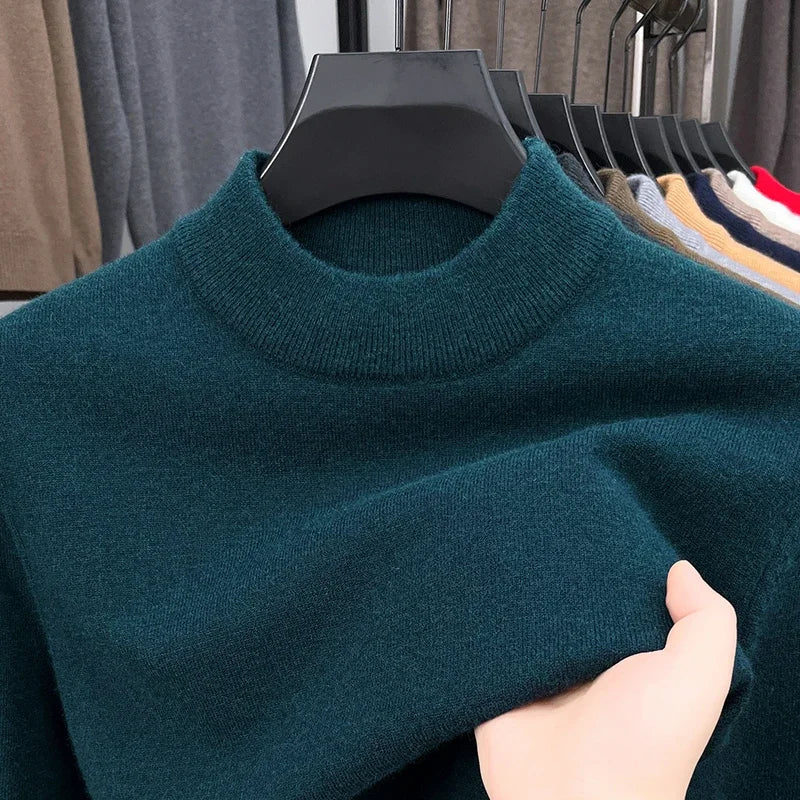 Men's Mock Neck Knit Sweater Pullover for Autumn Winter