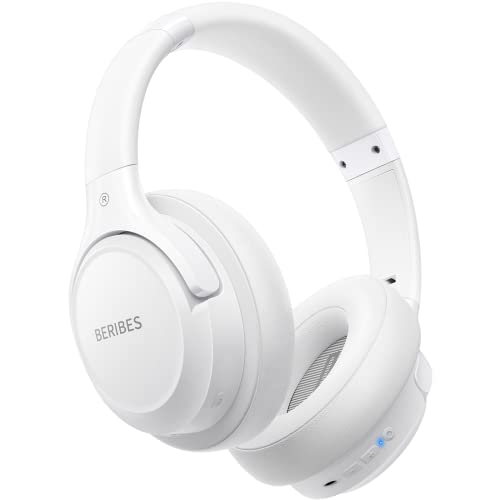 White Color Wireless Over-Ear Bluetooth Headphones – 65H Playtime, 6 EQ