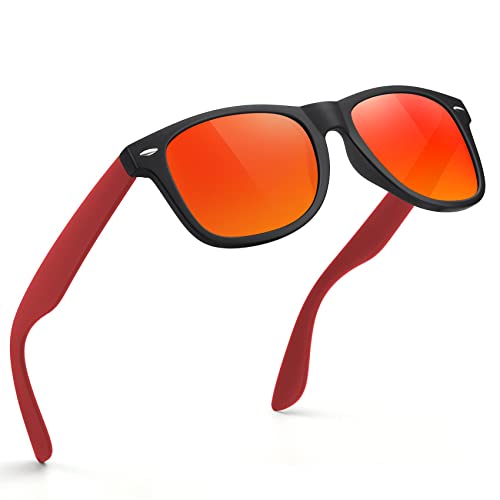 A49-matte Black / Red Color Polarized Square Sunglasses – UV Blocking Driving Shades