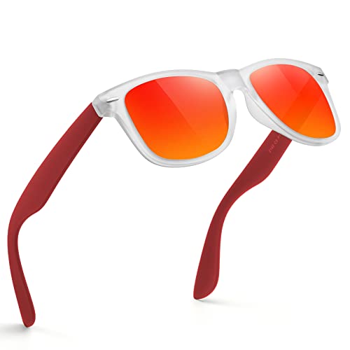 A44-translucent / Red Color Polarized Square Sunglasses – UV Blocking Driving Shades