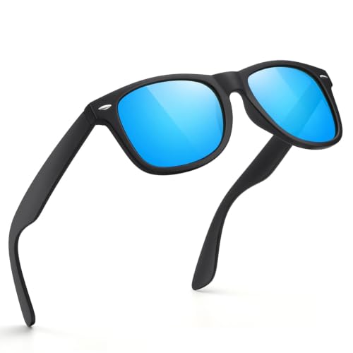 A17-matte Black / Ice Blue Color Polarized Square Sunglasses – UV Blocking Driving Shades