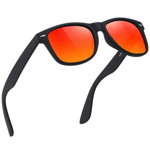 A20-matte Black / Orange Color Polarized Square Sunglasses – UV Blocking Driving Shades