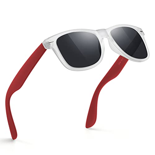 A47-translucent / Black / Red Color Polarized Square Sunglasses – UV Blocking Driving Shades