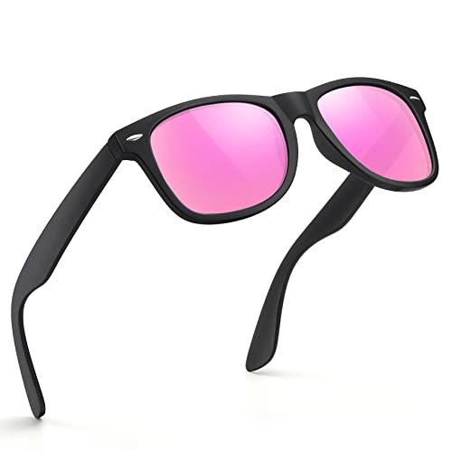 A31-matte Black / Pink Color Polarized Square Sunglasses – UV Blocking Driving Shades
