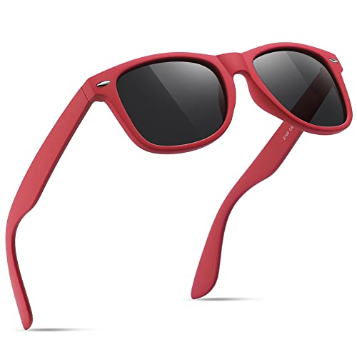 A30-red / Black Color Polarized Square Sunglasses – UV Blocking Driving Shades